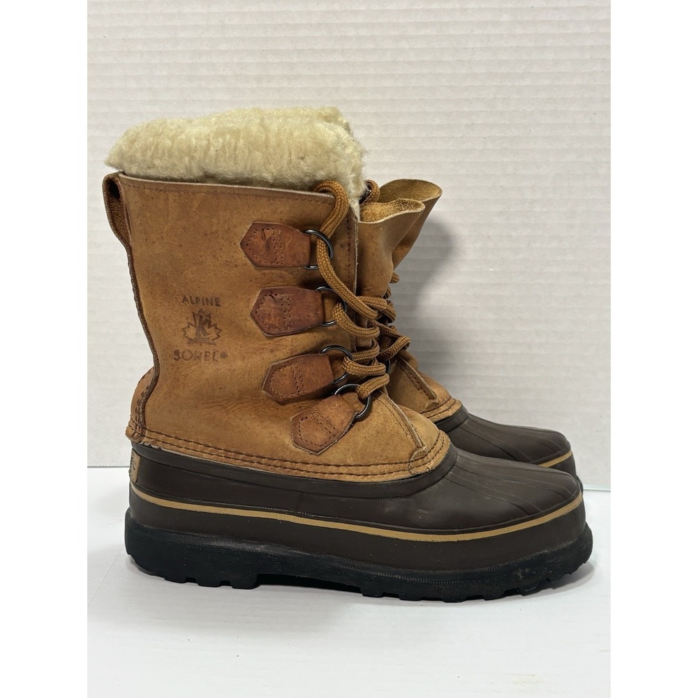 Sorel‎ Caribou Alpine Boots Womens 6 Brown Leather Canada Duck Winter Snow